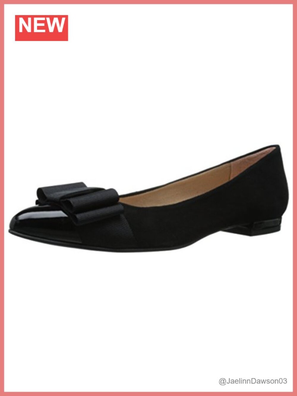 Women's Ballet Flat Leather Patent Cap Toe Bow Slip-On